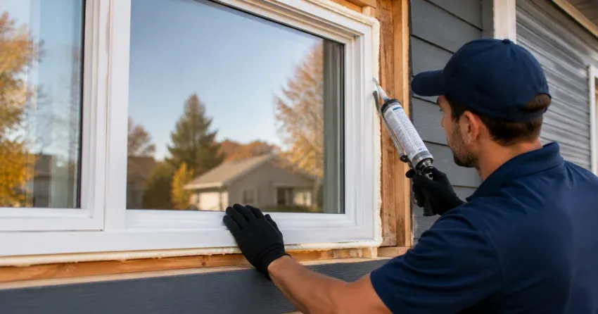 technician installing a new vinyl window in Strathroy