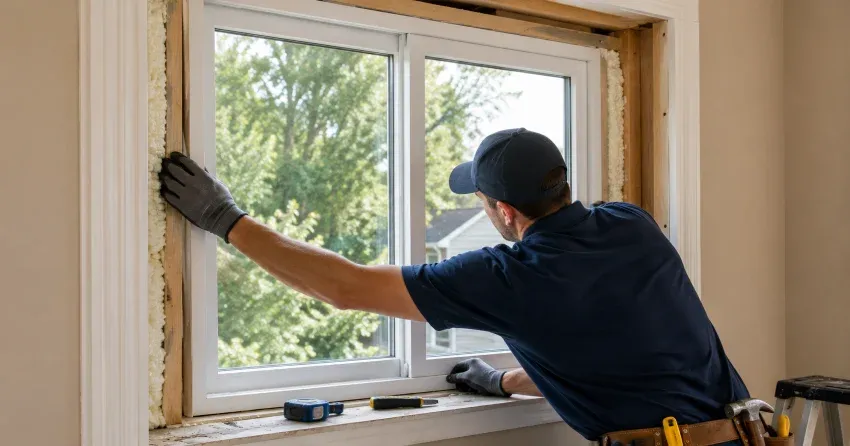 close-up of Low-E glass coating on an insulated window Lucan
