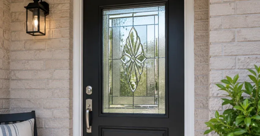 technician replacing a cracked decorative glass panel in Mount Brydges