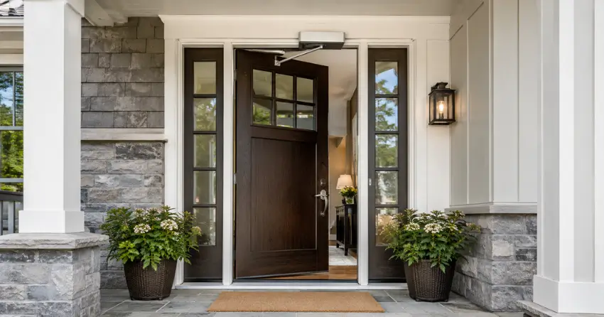 residential automatic door opener installed on exterior entry door in Wasaga Beach