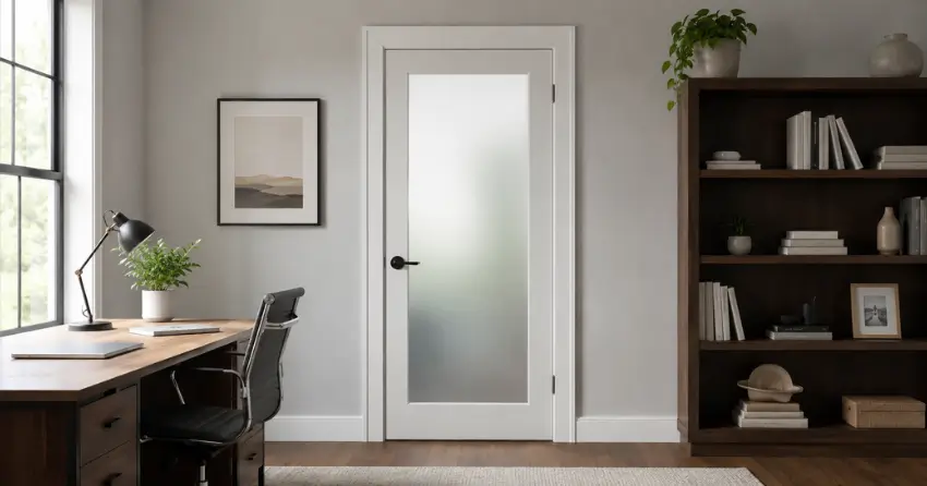 frosted interior door installed in home office in Brampton