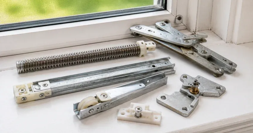 technician adjusting window sash alignment in Dutton home